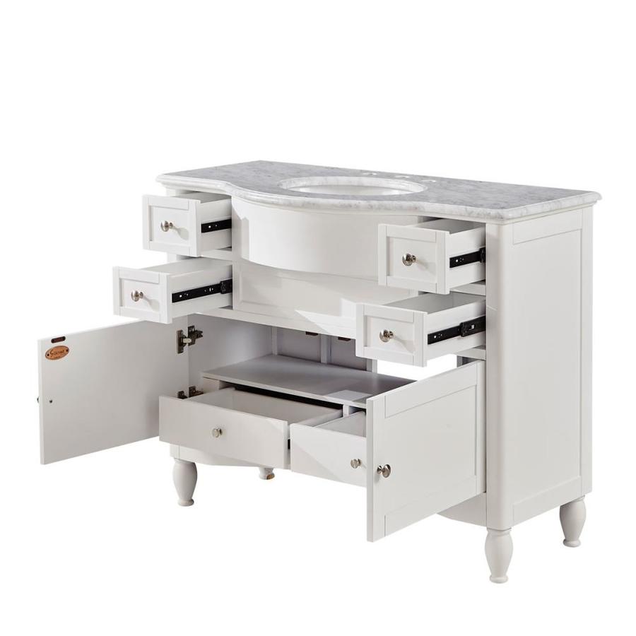 Silkroad Exclusive 45 In White Undermount Single Sink Bathroom Vanity With Carrara Natural Marble Top The Vanities Tops Department At Lowes Silkroad Exclusive 45 In White Undermount Single Sink Bathroom Vanity With Carrara Natural Marble Top The Vanities Tops Department At Lowes