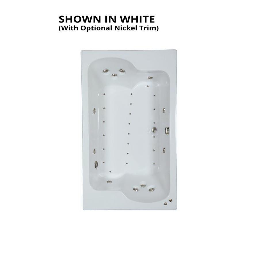 Watertech Whirlpool Baths Designer 72 in L x 43 in W x 24.5 in H 2 Person White Acrylic Rectangular Drop In Whirlpool Tub and Air Bath