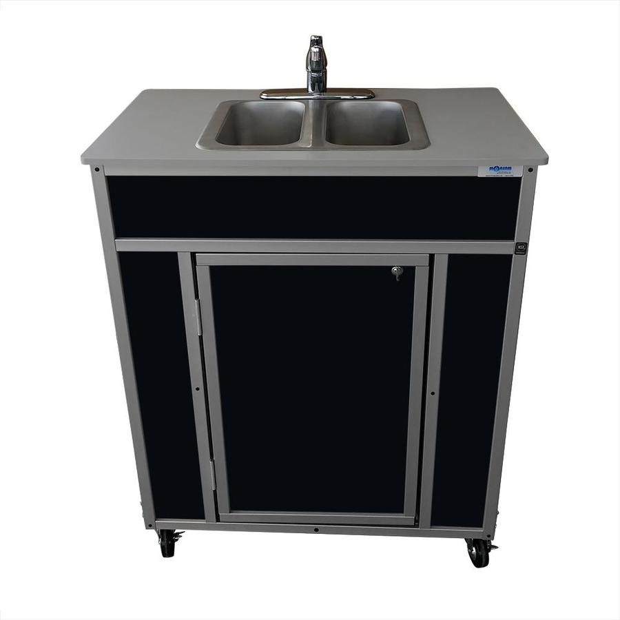 MONSAM Black Double Basin Stainless Steel Portable Sink