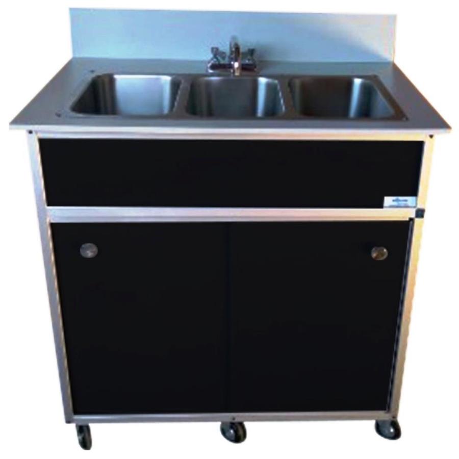 MONSAM Black Triple Basin Stainless Steel Portable Sink