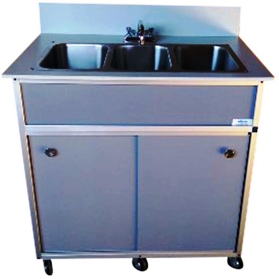 MONSAM Gray Triple Basin Stainless Steel Portable Sink