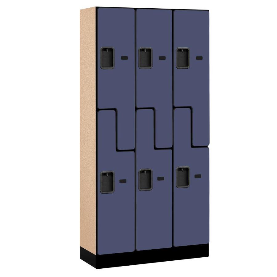 SALSBURY INDUSTRIES 12 -in Wide Double Tier S Style Designer Wood Locker- 3 Wide- 6 -ft High- 15 -in Deep- Blue | 37365BLU