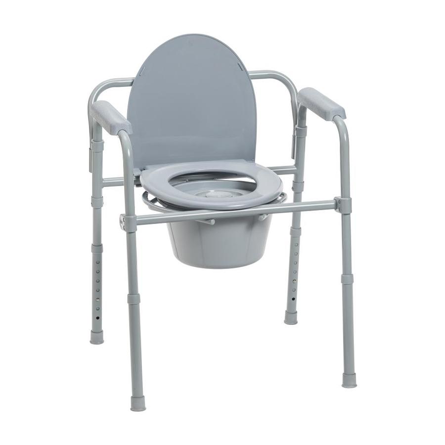 Drive Medical 22.5-in 7.5-Quart Adjustable Bedside Commode in Gray | 11148-1