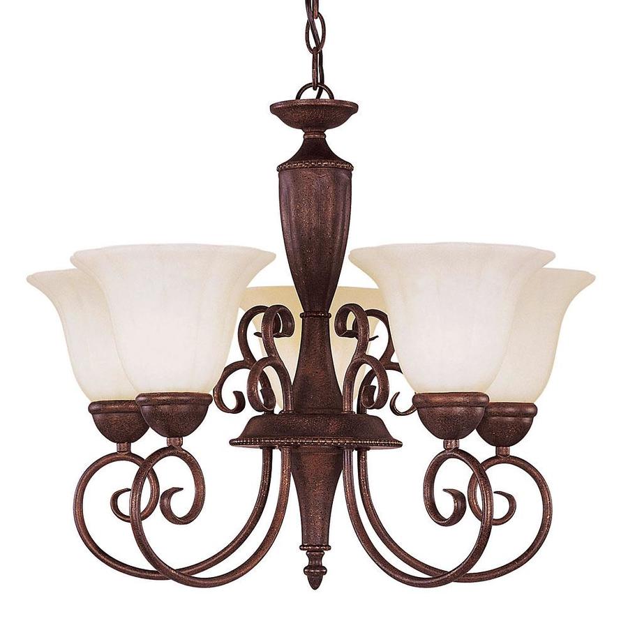 Shandy 22.75 in 5 Light Walnut Patina Tinted Glass Standard Chandelier