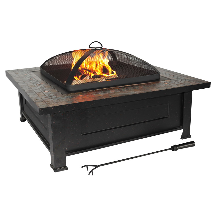 allen + roth 36 in Black Steel Wood Burning Fire Pit