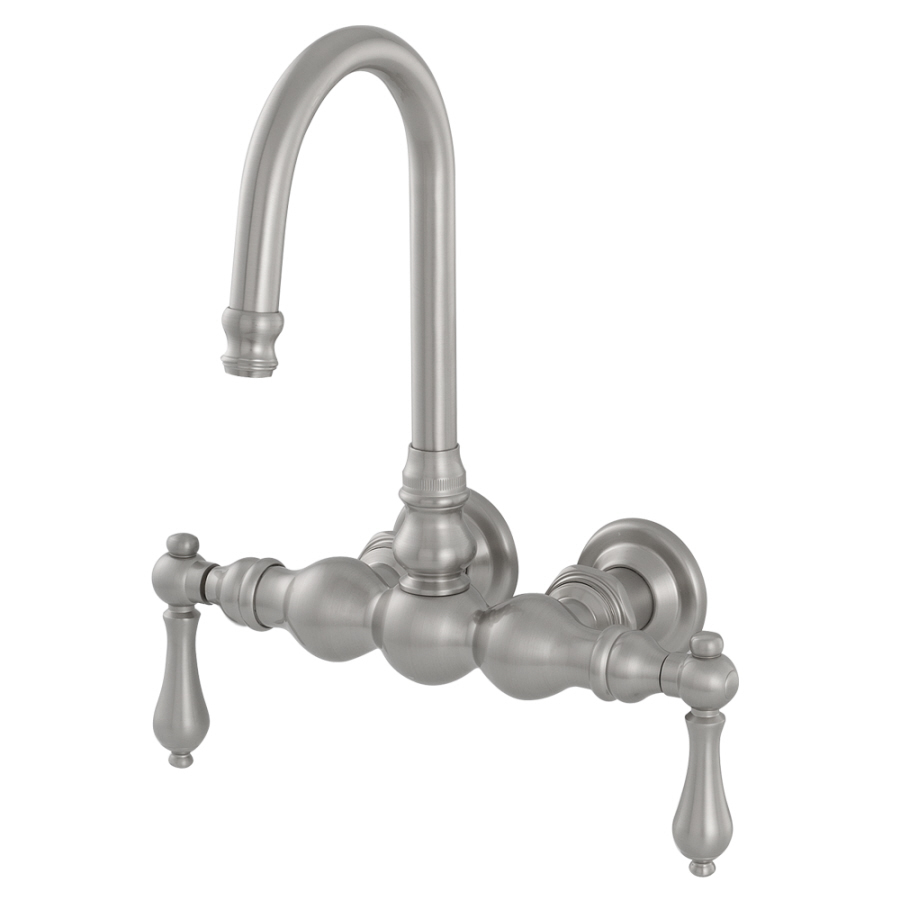 American Bath Factory F300 Satin Nickel 2 Handle Fixed Wall Mount Tub Faucet