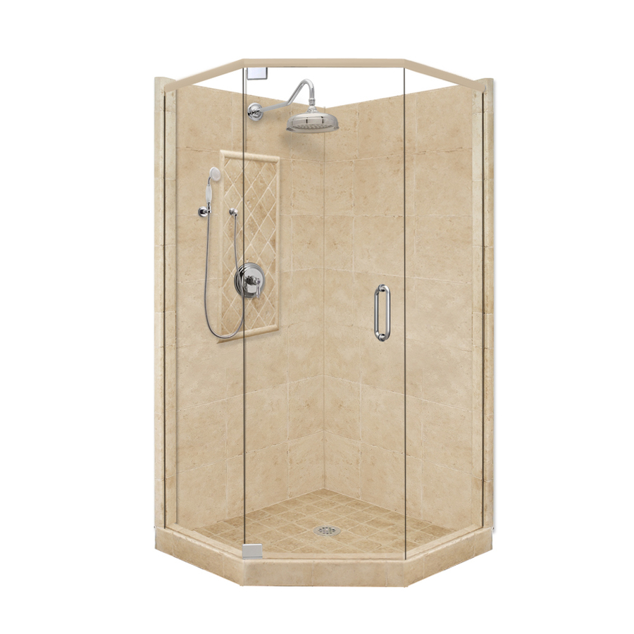 American Bath Factory 86 in H x 34 in W x 60 in L Grand Medium Sistine Stone Neo Angle Corner Shower Kit