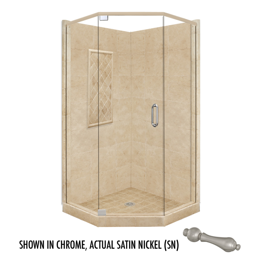 American Bath Factory 86 in H x 42 in W x 42 in L Supreme Medium Sistine Stone Neo Angle Corner Shower Kit