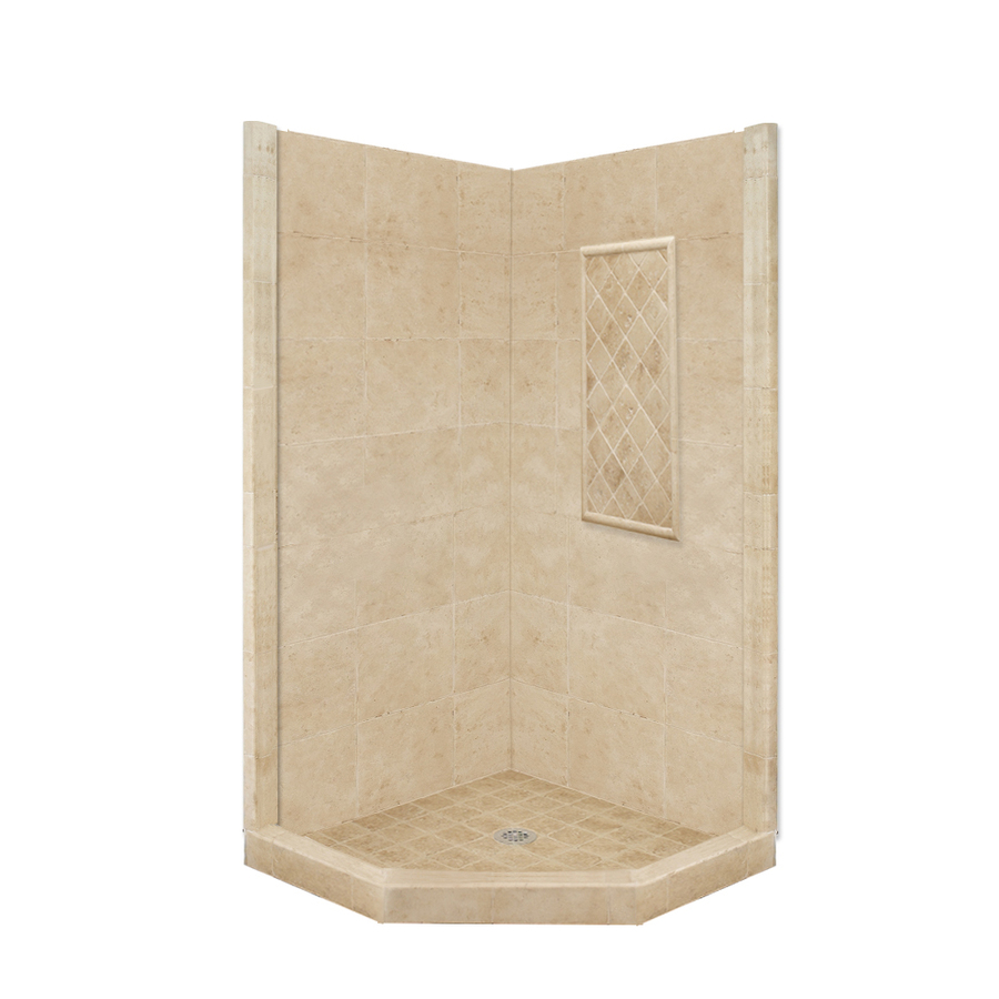 American Bath Factory 86 in H x 42 in W x 54 in L Basic Medium Sistine Stone Neo Angle Corner Shower Kit