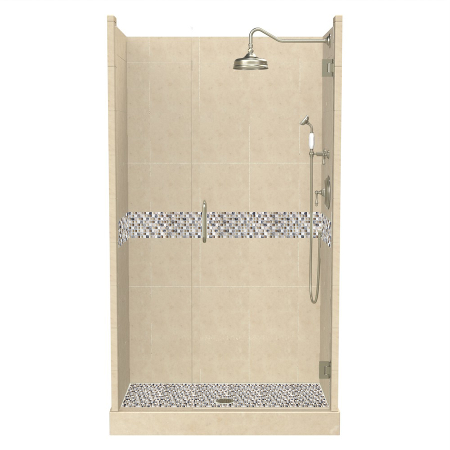 American Bath Factory Java 86 in H x 42 in W x 42 in L Medium with Accent Fiberglass and Plastic Wall Alcove Shower Kit