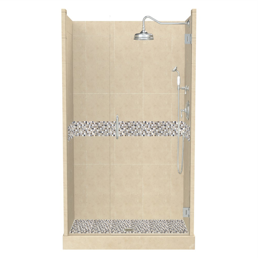 American Bath Factory Java 86 in H x 36 in W x 54 in L Medium with Accent Fiberglass and Plastic Wall Alcove Shower Kit