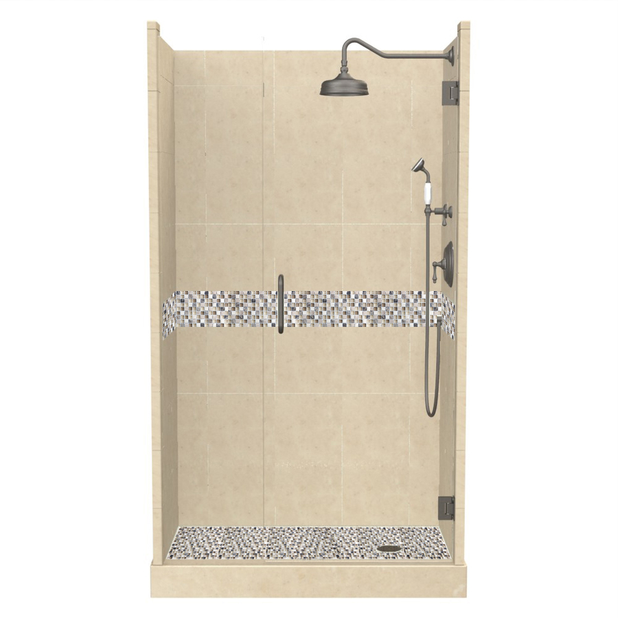 American Bath Factory Java 86 in H x 42 in W x 60 in L Medium with Accent Fiberglass and Plastic Wall Alcove Shower Kit