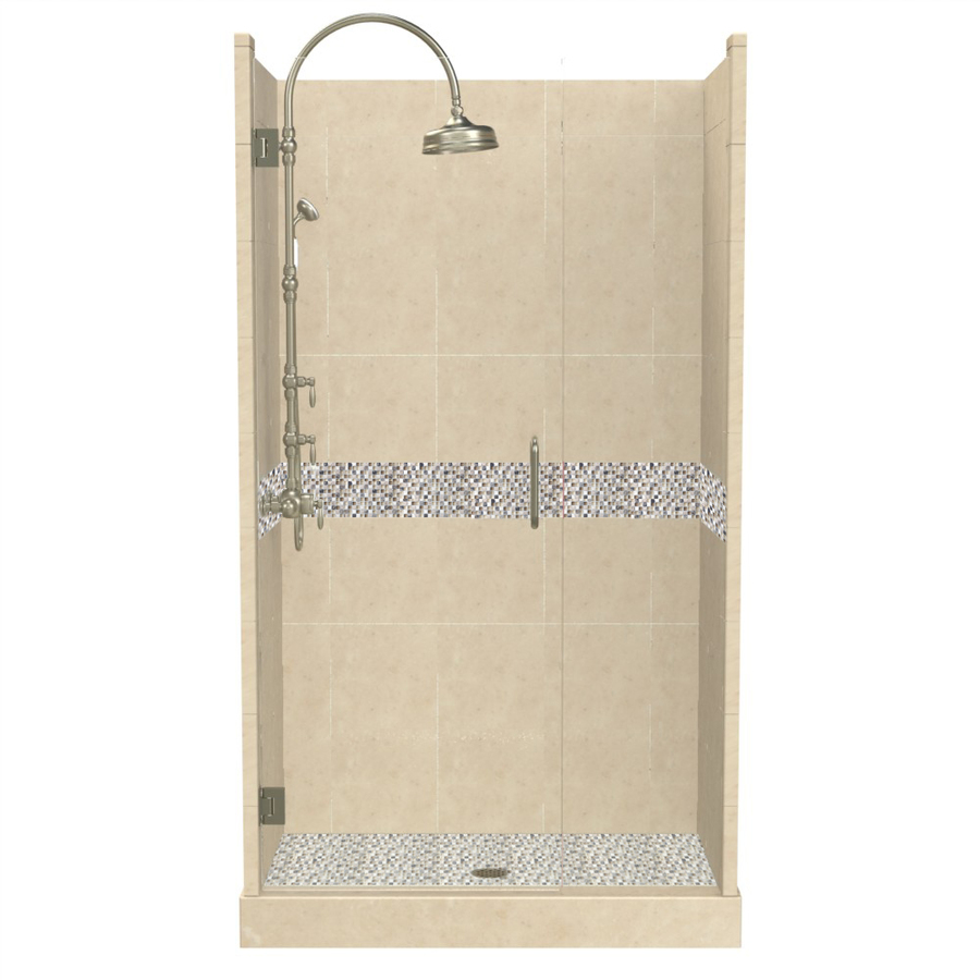 American Bath Factory Java 86 in H x 42 in W x 54 in L Medium with Accent Fiberglass and Plastic Wall Alcove Shower Kit