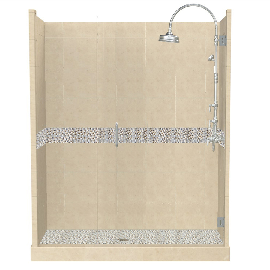 American Bath Factory Java 86 in H x 32 in W x 60 in L Medium with Accent Fiberglass and Plastic Wall Alcove Shower Kit