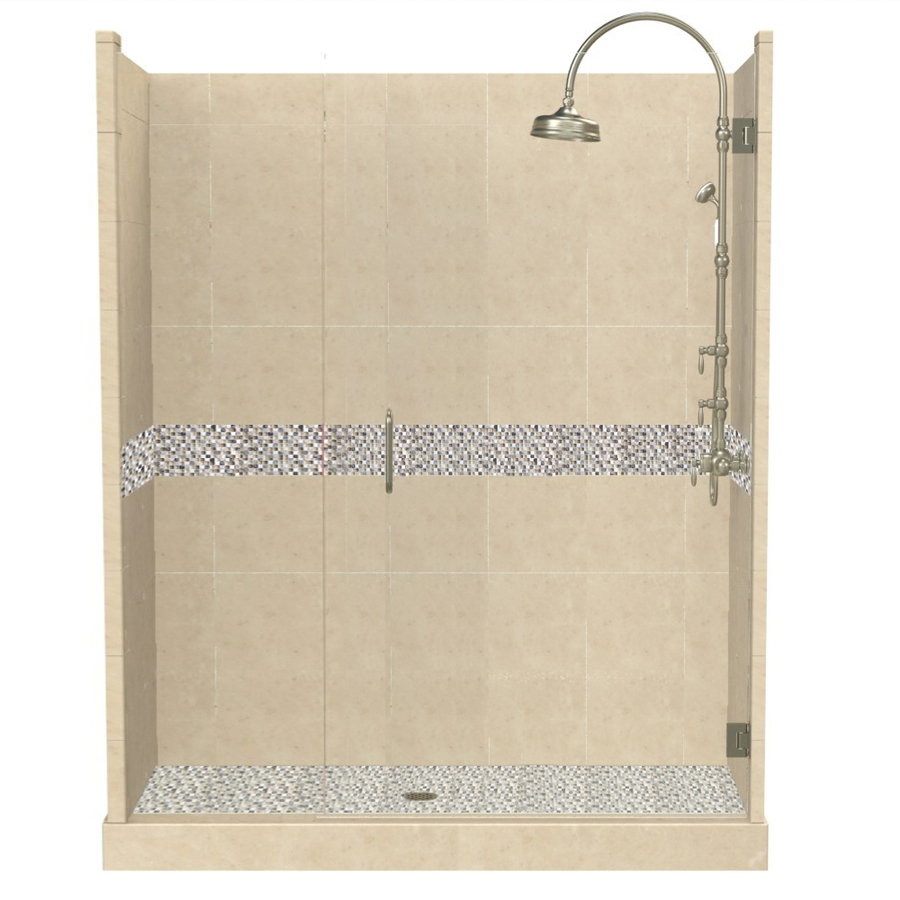 American Bath Factory Java 86 in H x 42 in W x 60 in L Medium with Accent Fiberglass and Plastic Wall Alcove Shower Kit