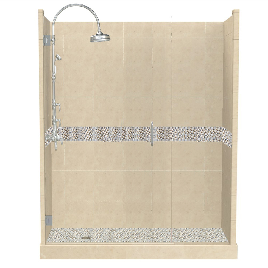 American Bath Factory Java 86 in H x 36 in W x 60 in L Medium with Accent Fiberglass and Plastic Wall Alcove Shower Kit