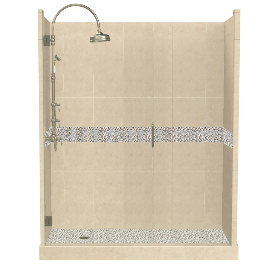 American Bath Factory Java 86 in H x 42 in W x 60 in L Medium with Accent Fiberglass and Plastic Wall Alcove Shower Kit