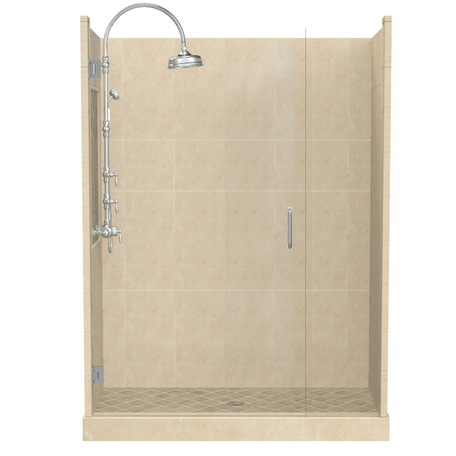 American Bath Factory Panel 86 in H x 42 in W x 60 in L Medium Fiberglass and Plastic Wall Alcove Shower Kit