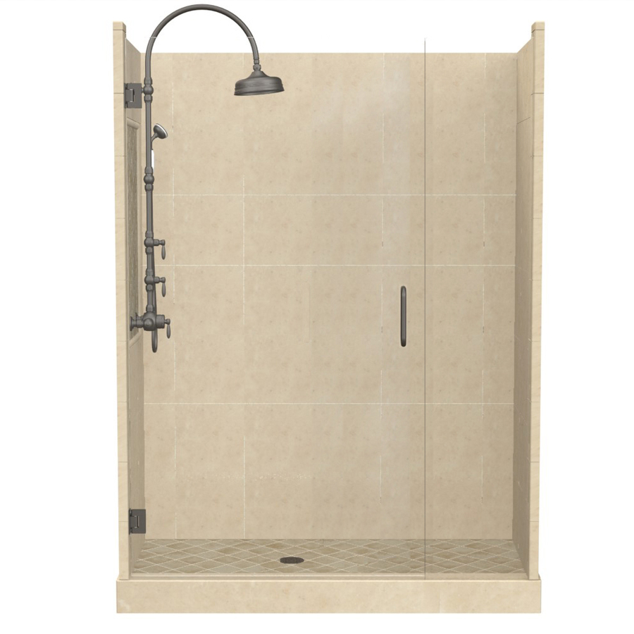 American Bath Factory Panel 86 in H x 42 in W x 60 in L Medium Fiberglass and Plastic Wall Alcove Shower Kit