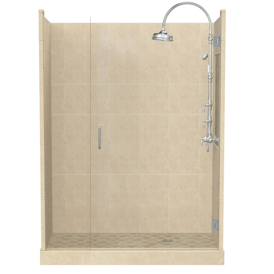 American Bath Factory Panel 86 in H x 42 in W x 60 in L Medium Fiberglass and Plastic Wall Alcove Shower Kit