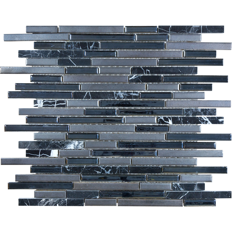 Anatolia Tile Indigo Porcelain Linear Mosaic Glass/Metal/Stone Marble Wall Tile (Common 12 in x 12 in; Actual 11.61 in x 12.55 in)