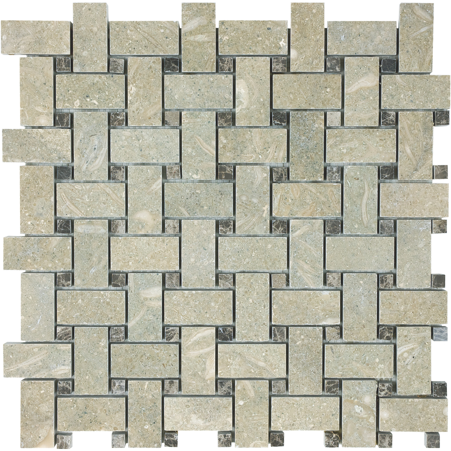 Seagrass Limestone Natural Stone Mosaic Basketweave Wall Tile (Common 12 in x 12 in; Actual 12 in x 12 in)