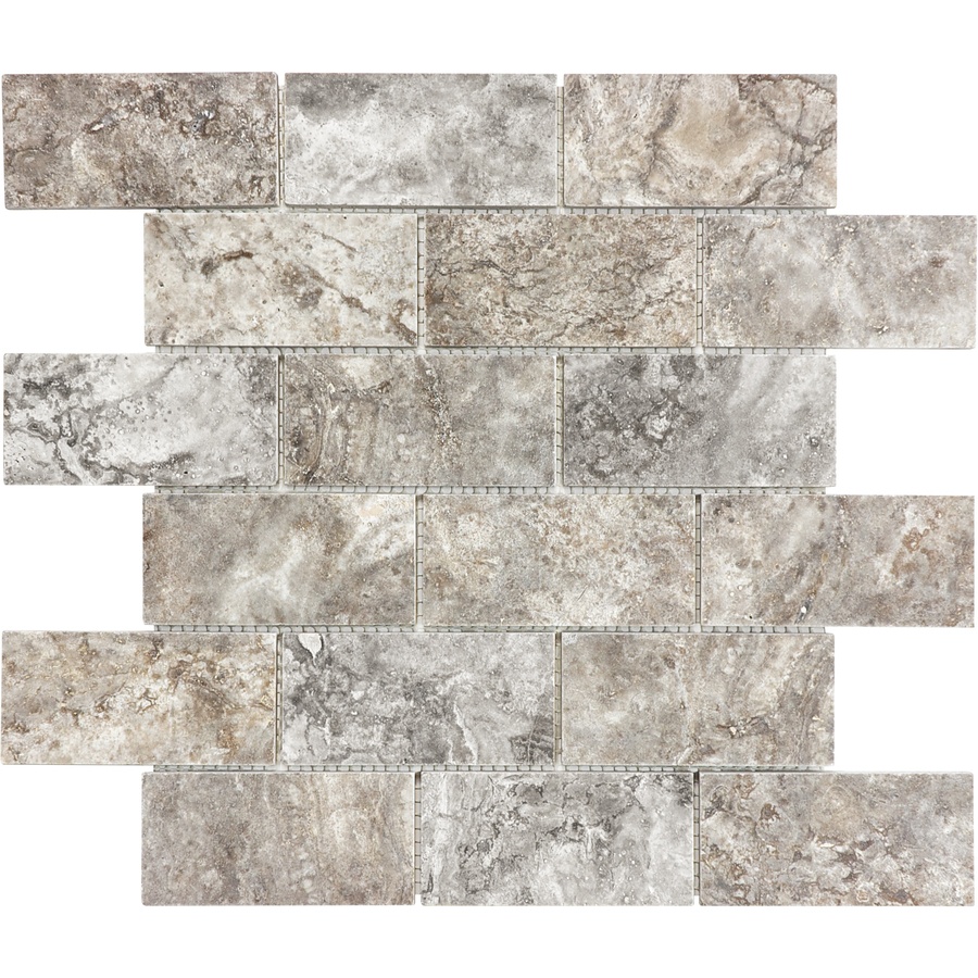 Anatolia Tile Silver Ash Brick Mosaic Travertine Wall Tile (Common 12 in x 12 in; Actual 12.057 in x 12.008 in)