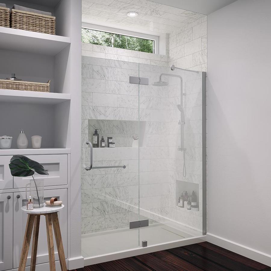 Shop Ove Decors Shelby 59in to 60in Brushed Nickel Frameless Hinged Shower Door at