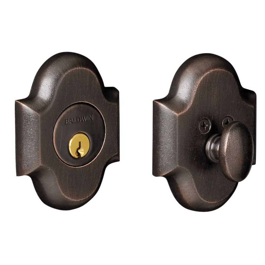 BALDWIN Arched Distressed Oil Rubbed Bronze Residential Single Cylinder Deadbolt