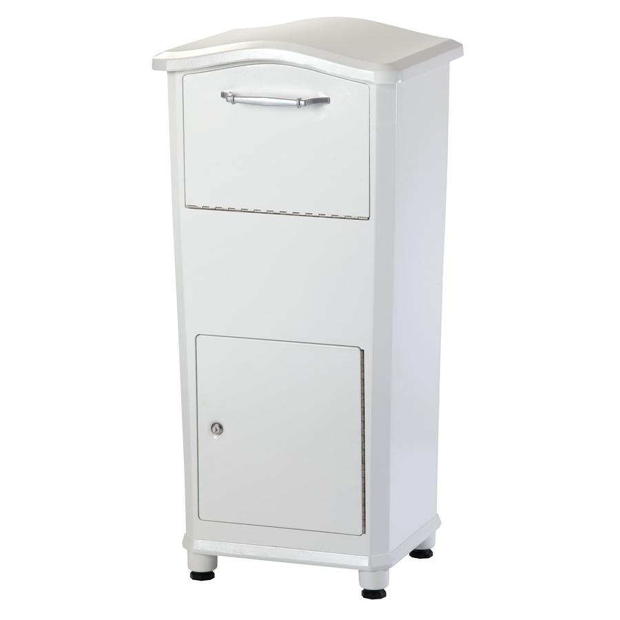 Architectural Mailboxes Elephantrunk 17.8 in x 37.2 in Metal White Lockable Ground Mount Mailbox