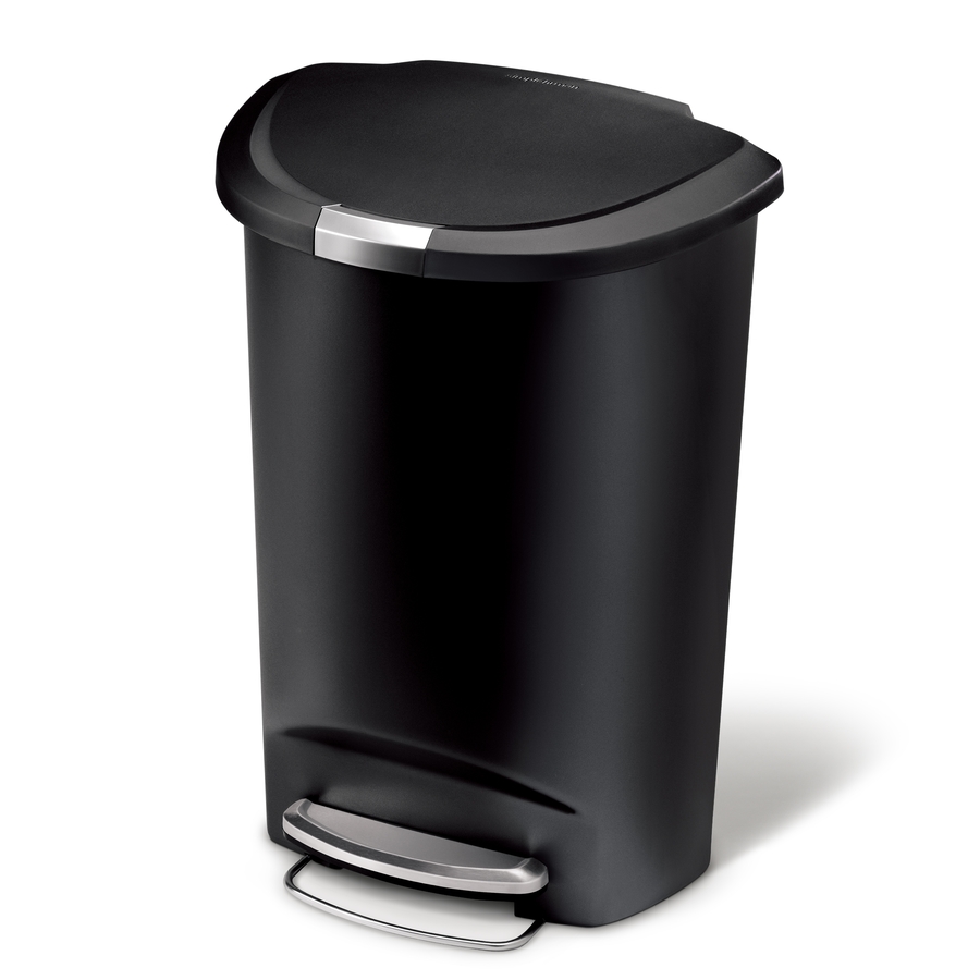 simplehuman 50 Liter(S) Black Plastic Semi Round Step Indoor Garbage Can