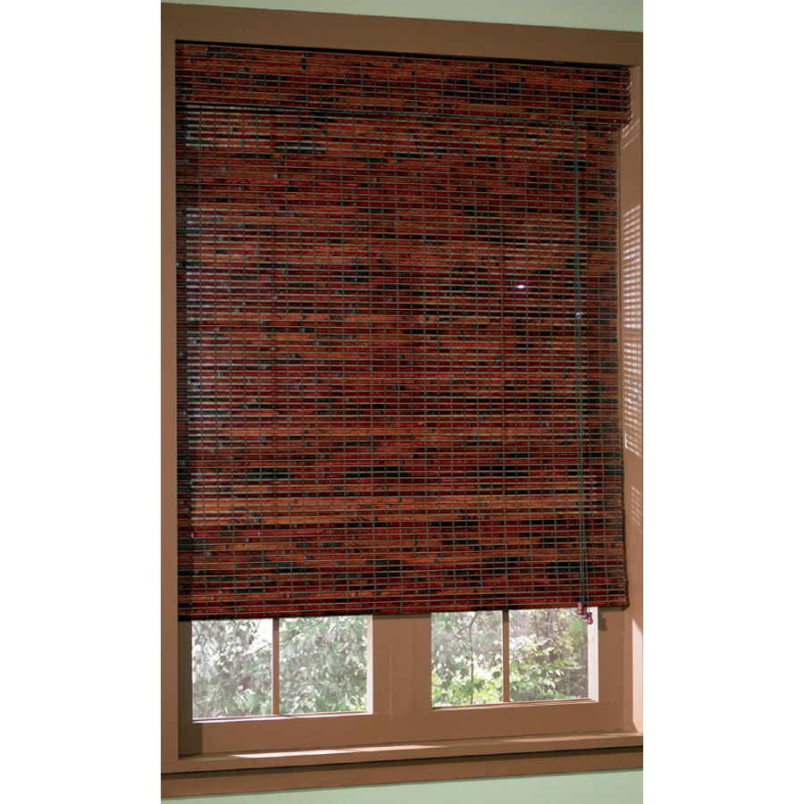 Style Selections 48 in W x 64 in L Mahogany Light Filtering Natural Roman Shade