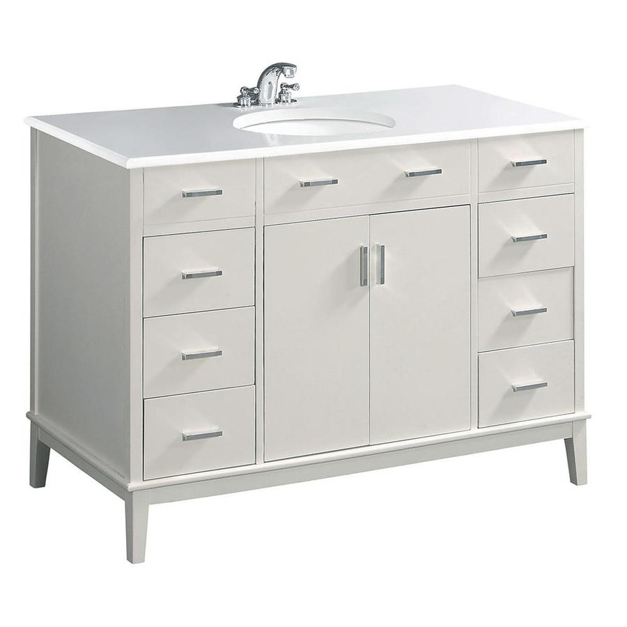 Simpli Home Urban Loft 49 in x 21.5 in White Undermount Single Sink Bathroom Vanity with Natural Marble Top