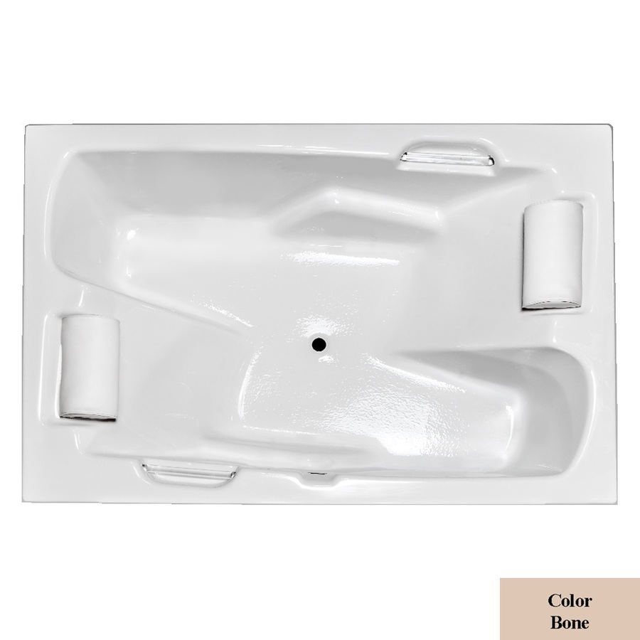 Laurel Mountain Oakmont 48 in L x 72 in W x 26 in H Bone Acrylic Rectangular Drop In Bathtub with Center Drain