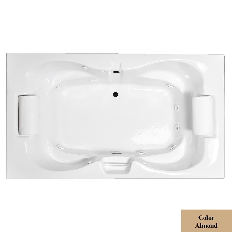 Laurel Mountain Seneca 42 in L x 60 in W x 23 in H 2 Person Almond Hourglass in Rectangle Whirlpool Tub