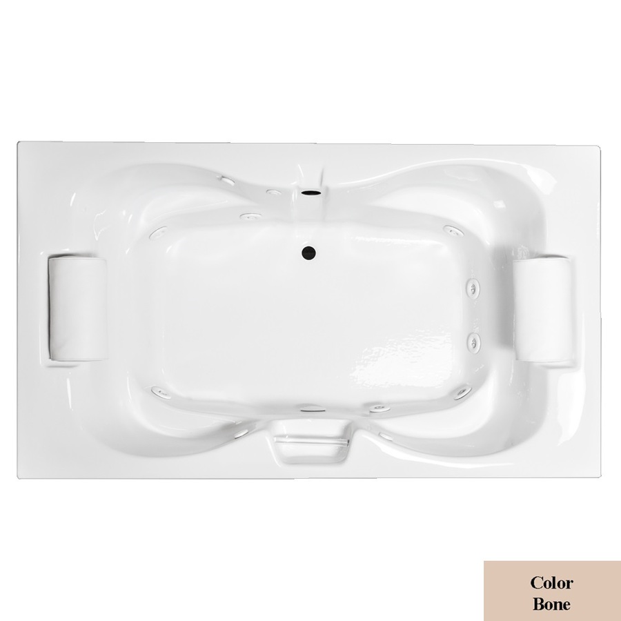 Laurel Mountain Seneca II 42 in L x 72 in W x 23 in H 2 Person Bone Hourglass in Rectangle Whirlpool Tub