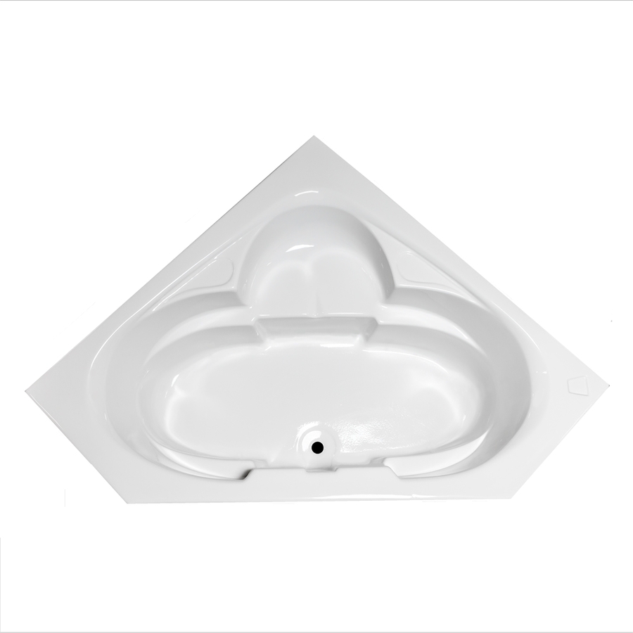 Laurel Mountain Clairton 59.125 in L x 59.125 in W x 23 in H White Acrylic Corner Drop In Bathtub with Center Drain