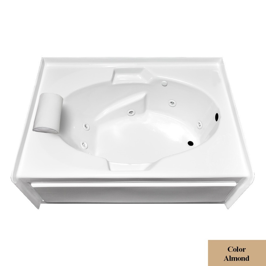 Laurel Mountain Everson V 42 in L x 60 in W x 22 in H Almond Oval In Rectangle Whirlpool Tub