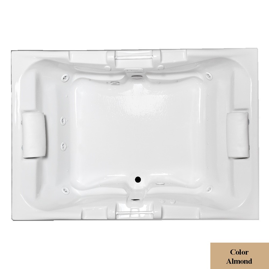 Laurel Mountain Colony Delmont 59.625 in L x 41.75 in W x 23 in H 2 Person Almond Acrylic Rectangular Drop In Whirlpool Tub and Air Bath