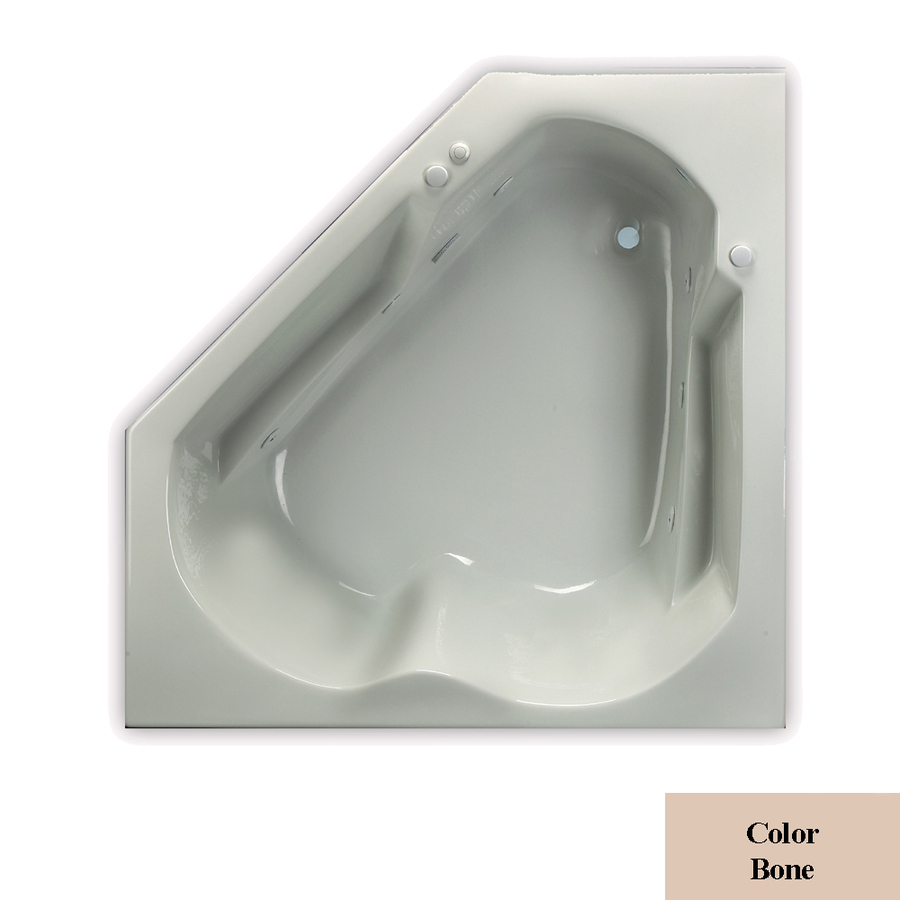 Laurel Mountain Trade Dual Corner 59.625 in L x 59.625 in W x 20 in H 2 Person Bone Acrylic Corner Drop In Whirlpool Tub and Air Bath