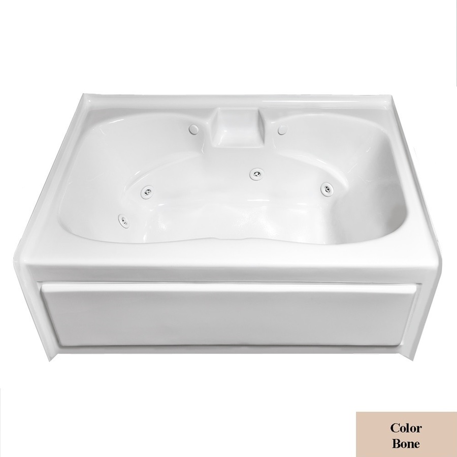 Laurel Mountain Alcove Plus 59.75 in L x 41.75 in W x 22 in H 2 Person Bone Hourglass in Rectangle Whirlpool Tub