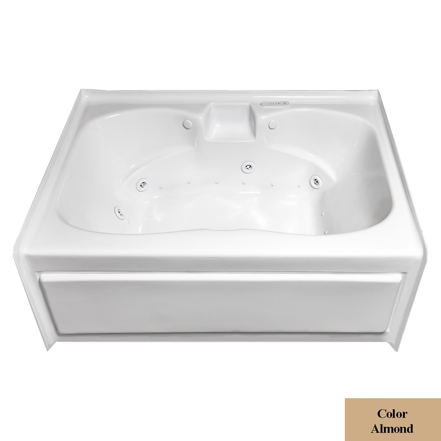 Laurel Mountain Alcove Plus 59.75 in L x 41.75 in W x 22 in H 2 Person Almond Acrylic Hourglass in Rectangle Skirted Whirlpool Tub and Air Bath