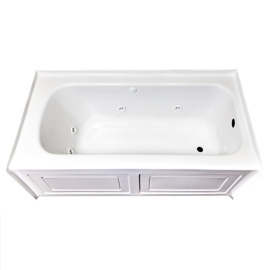 Laurel Mountain Fairhaven IV 59.75 in L x 31.5 in W x 22.5 in H White Acrylic Rectangle Skirted Whirlpool Tub and Air Bath
