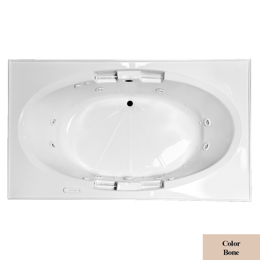 Laurel Mountain Princeton II 71 in L x 47 in W x 21.5 in H 2 Person Bone Acrylic Oval In Rectangle Whirlpool Tub and Air Bath