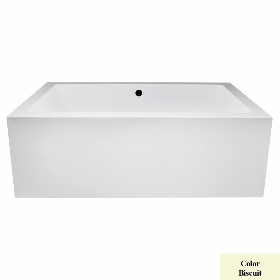 Laurel Mountain Berks I 66 in L x 40 in W x 23 in H Biscuit Acrylic Rectangular Pedestal Bathtub with Front Center Drain