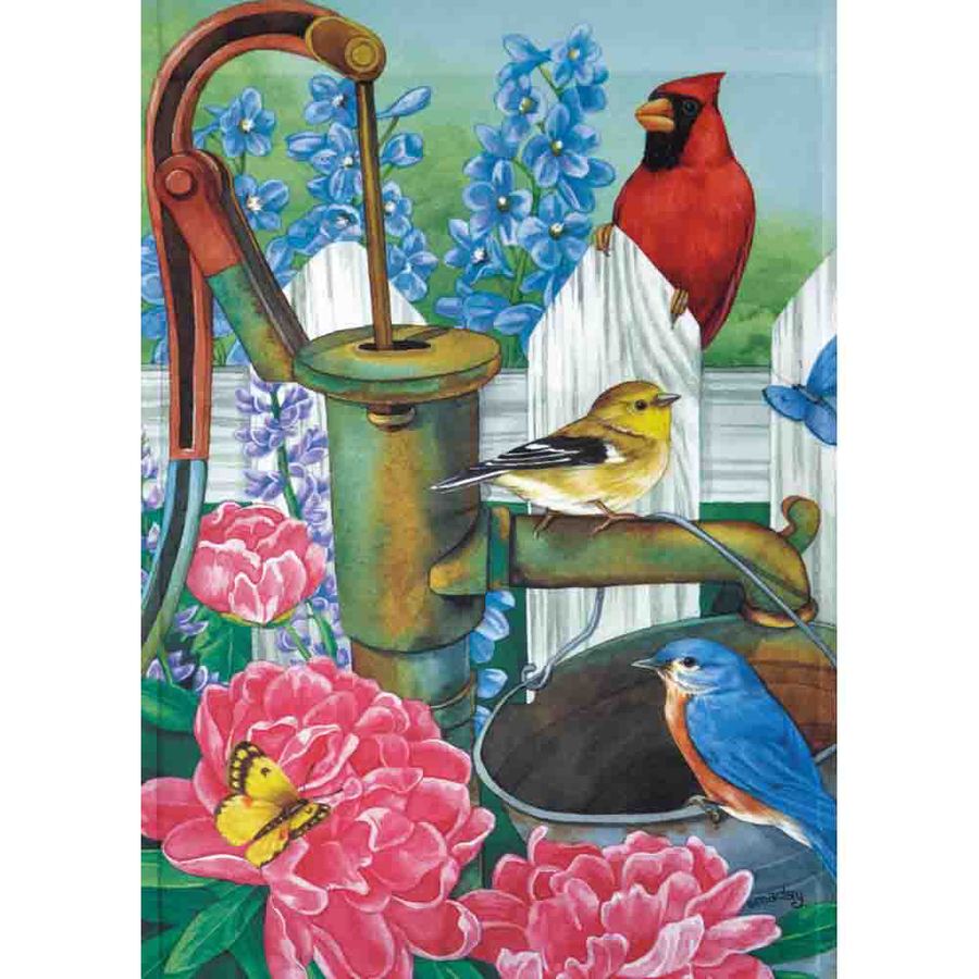 Rain or Shine 1.04 ft W x 1.5 ft H Birds Garden Flag