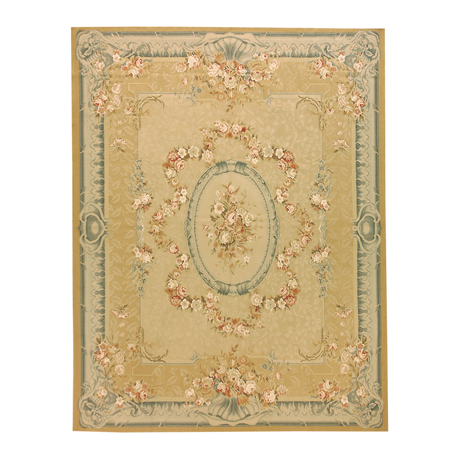 Versailles Gold Rectangular Indoor Hand Knotted Oriental Area Rug (Common 9 x 12; Actual 108 in W x 144 in L)