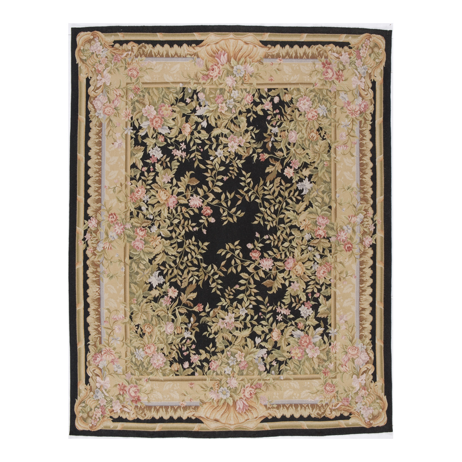 Versailles Black Rectangular Indoor Hand Knotted Oriental Area Rug (Common 9 x 12; Actual 108 in W x 144 in L)