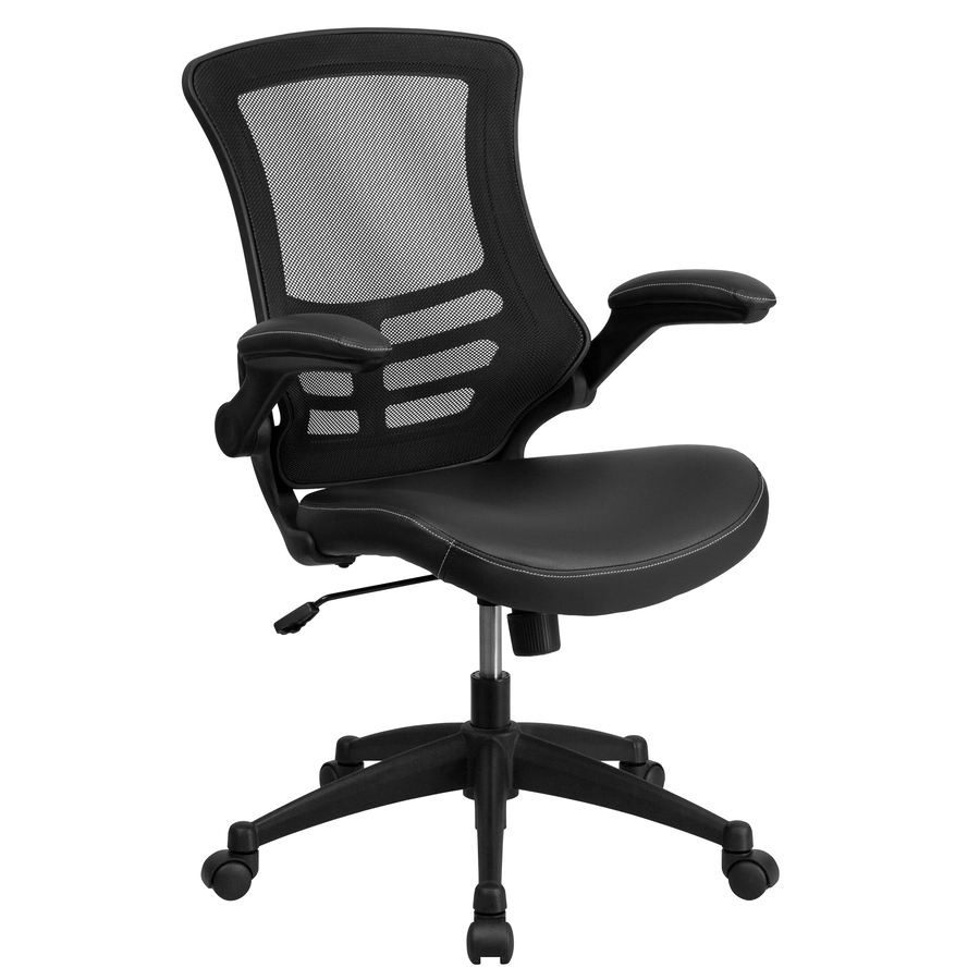 Flash Furniture Black Leather/Mesh Contemporary Adjustable Height Swivel Task Chair | 847254076432