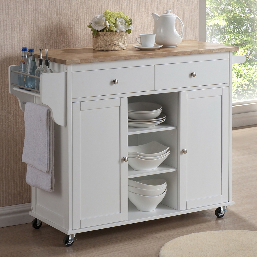 Baxton Studio White Rectangular Kitchen Cart